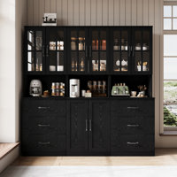 71" H X 71" W Kitchen Pantry With Bookcases, Glass Door Kitchen Hutch With Drawer And Spacious Countertops(BAB) by Latitude Run