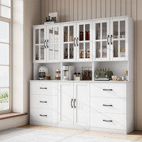 71" H X 71" W Kitchen Pantry With Bookcases, Glass Door Kitchen Hutch With Drawer And Spacious Countertops(BAB) by Latitude Run