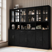 71" H X 78.7" W Kitchen Pantry With Bookcases, Glass Door Kitchen Hutch With Drawer And Spacious Countertops(AEA) by Hokku Designs