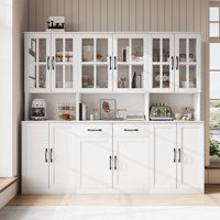 71" H X 78.7" W Kitchen Pantry With Bookcases, Glass Door Kitchen Hutch With Drawer And Spacious Countertops(AEA) by Hokku Designs
