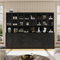 71" H X 94.5" W Kitchen Pantry With Bookcases, Glass Door Kitchen Hutch With Drawer And Spacious Countertops(AABB) by Hokku Designs