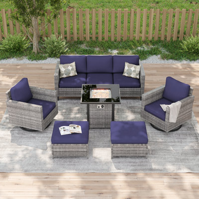 6-Pieces Patio Sofa Sets with 28