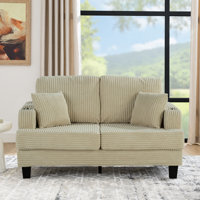 60" Wide Square Arms Upholstered Loveseat with Cup Holders and Pockets by Ebern Designs