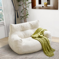 Oversized Bean Bag Chair for Adults, 2-Seater Loveseat Sofa, Bean Bag Couch with Filler Giant Living Room Bean Bag Chair with Pocket, Big Lazy Sofa Ac by Trule