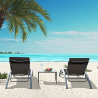 Chaise Lounge & Side Table Set – 2 Adjustable Lounges + 1 Side Table, All-Weather Comfort by Winston Porter