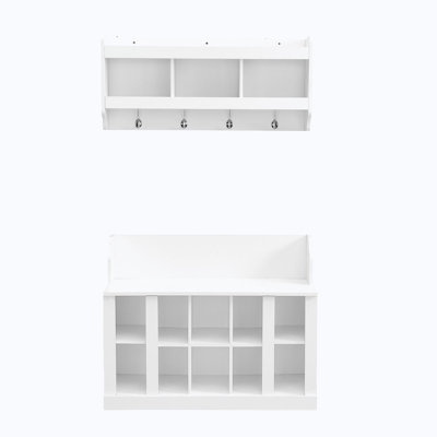 Shoe Storage Bench with Shelves and 4 Hooks by Alcott Hill