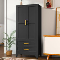 Winston Porter Metal Freestanding Clothing Wardrobe Armoire Large Containers for Bedroom by Winston Porter