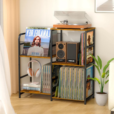 Record Player Stand, Turntable Stand With Vinyl Storage Holds by 17 Stories