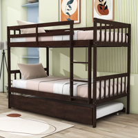Hulbard Twin Over Twin Convertible Wooden Bunk Bed With Twin Trundle And Safety Guardrails by Harriet Bee