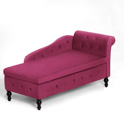 Velvet Right Arm Chaise Lounge Chair With Storage Space