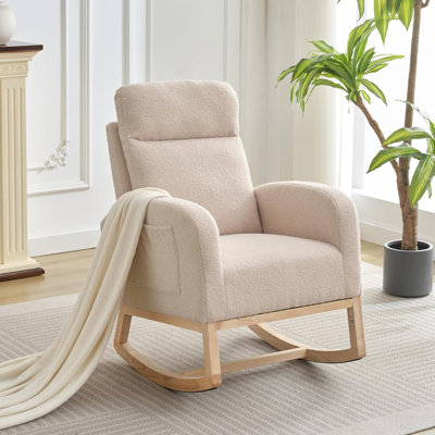 Nursery Rocking Chair With Foot Rest For Mom Nursery, Rocker Glider Chair With High Backrest by Ebern Designs
