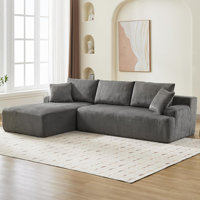 106"W Modern Sectional Sofa, L-Shaped Sofa With Chaise Lounge, Corduroy Fabric, Space-Saving, Convertible Compression Sleeper Sofa by Ebern Designs