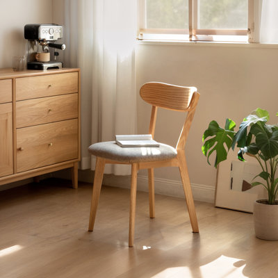 Solid Oak Wood Dining Chair With Backrest by George Oliver