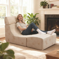 Armless Bean Bag Chair & Lounger Fireside Chair, Mid Century Foam Chair by Trule