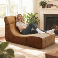 Armless Bean Bag Chair & Lounger Fireside Chair, Mid Century Foam Chair by Trule