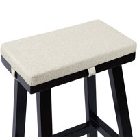 Saddle Stool Cushion Rectangular Bar Stool Seat Cushion Cover Rectangle With Strap Ties, 1 Piece, Light Linen by Ebern Designs