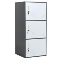 3 Door Vertical Stackable Storage Cabinet With Lock,Anti-Failing Device, Metal Lcoker,Organizer For Office, Home, Gym, School