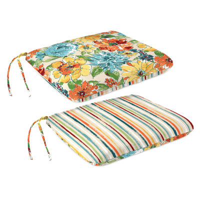 18" x 15" Reversible Outdoor Seat Cushion with Ties (Set of 2) by Winston Porter