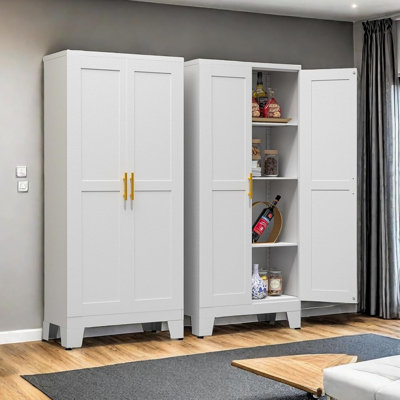 Modern Sturdy 2 Doors Corner Kitchen Pantry Cabinet for Storage With Adjustable Shelves by Winston Porter