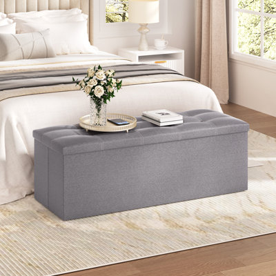 Upholstered Storage Bench Linen Bedroom Bench by Ebern Designs