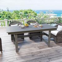 6-Person Outdoor Rectangular Patio Dining Table With Umbrella Hole, All-Weather Resistance by Latitude Run