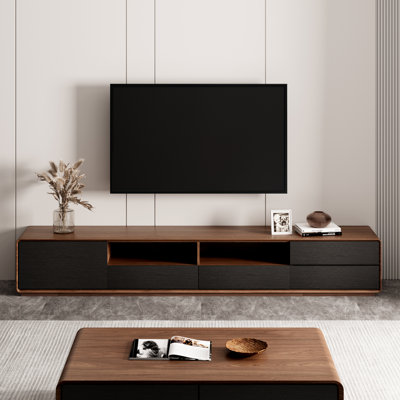 Morford Modern Wood TV Stand Media Console 4 Drawers Open Storage Cabinet Veneer Fully-assembled