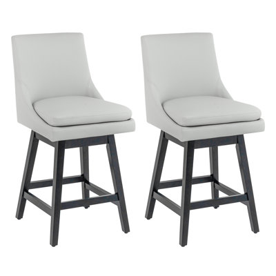 Lark Manor™ Counter Stools,26"360 Free Swivel Counter Height Bar Stools With High Back For Bar And Kitchen Island,Set Of 2,PU Leather by Lark Manor
