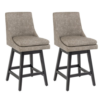 Lark Manor™ Counter Stools,26"360 Free Swivel Counter Height Bar Stools With High Back For Bar And Kitchen Island,Set Of 2,PU Leather by Lark Manor