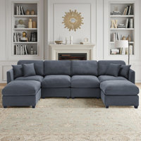 Corduroy U-Shaped Sectional W/ Ottoman by Ebern Designs