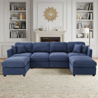 Corduroy U-Shaped Sectional W/ Ottoman by Ebern Designs