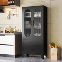 Winston Porter Metal Stoarge Kitchen Pantry Cabinet with 4 Acrylic Glass Doors and Drawers by Winston Porter
