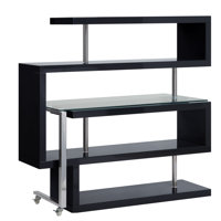 Raceloma Writing Desk w/Shelf, Clear Glass, Chrome Finish Buck II Clear Glass, Chrome High Gloss Finish Writing Desk with Shelf by Latitude Run