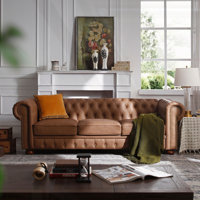 Classic Chesterfield Sofa Loveseat For Living Room Faux Leather by Astoria Grand