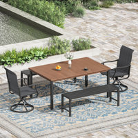 Rectangular Outdoor Dining Set With Bench And Swivel Chair by Red Barrel Studio