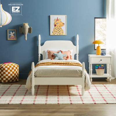Vivienne Traditional Easy Assembly Solid Wood Twin Spindle Bed by Walker Edison