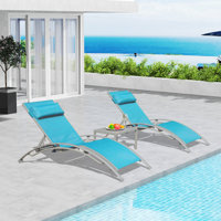 Domi Chaise Lounge & Side Table Set – 2 Adjustable Lounges + 1 Side Table, All-Weather Comfort