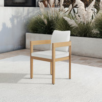 Pablo Solid Acacia Wood Patio Chair, Natural/White by Hokku Designs