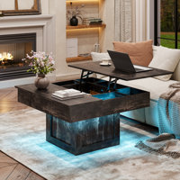 LED Lift Top Coffee Table With Storage by Millwood Pines