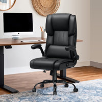 Heated Massage Executive Office Chair Ergonomic Office Chair with Filp-Up Armrests by Latitude Run