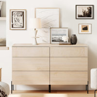 Minimalist 6-Drawer 47.2" W Rectangular Dresser With Reeded Details And Double-Stick Leg Design by Ebern Designs