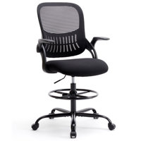 Sweetcrispy Drafting Tall Office Chair Ergonomic High Desk Chair with Flip-up Armrests by Ebern Designs