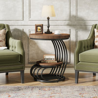 2-Tier Round End Table, Small Side Table for Living Room by Mercer41