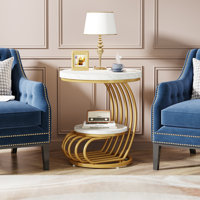 2-Tier Round End Table, Small Side Table for Living Room by Mercer41