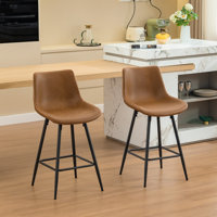 Faux Leather Modern Dining Bartools Stools by George Oliver