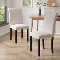 Modern Dining Room Chairs Set Of 2, Upholstered Parsons Chair With High Back, Accent Diner Side Chairs, Leather Kitchen Chairs Solid Wood Legs For Din by Winston Porter