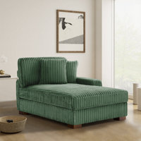 Stephania Oversized Upholstered Faux Rabbit Fur Flannel Chaise Lounge with Armrests & Throw Pillows by Mercer41