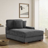 Stephania Oversized Upholstered Faux Rabbit Fur Flannel Chaise Lounge with Armrests & Throw Pillows by Mercer41