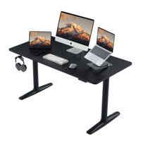 Electric Height Adjustable Standing Desk with Round Tube Column by Inbox Zero
