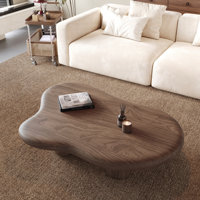 48.4" Cloud-Art Modern Solid Wood Coffee Table With 4 Legs, Vintage Veneer Finish for Living Room by Ivy Bronx