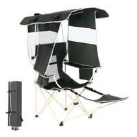 Camping Chair with Canopy, Removable Footrest, Cooler Bag, Cup Holder, Sports, Fishing, and Beach Chair (Green 1-Pack) by Arlmont & Co.